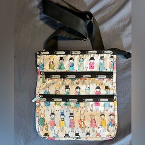 LeSportsac Crossbody Bag. 3 Zipper. Fancy bunnies.